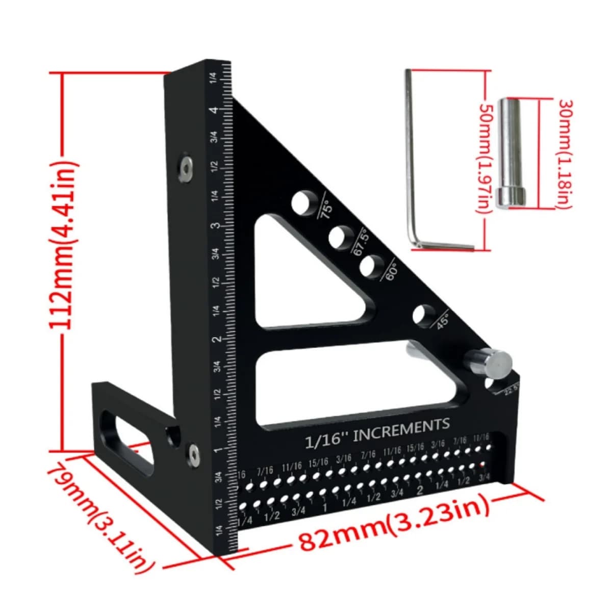 Γωνιόμετρο και γραφίδας 3D πολυγωνικός από κράμα αλουμινίου
