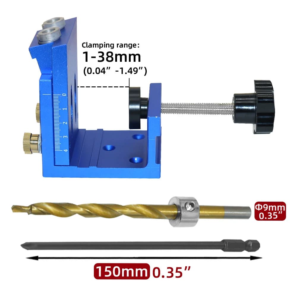 Σετ Jig για Pocket Holes με Οδηγό Τρυπανιού, Μύτη και Βίδες